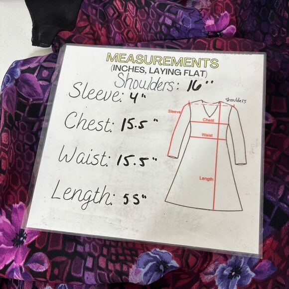 HERSTYLE Purple Black Asian Floral Print Maxi Dress S Y2K Fairy Whimsi Babydoll - Picture 4 of 14